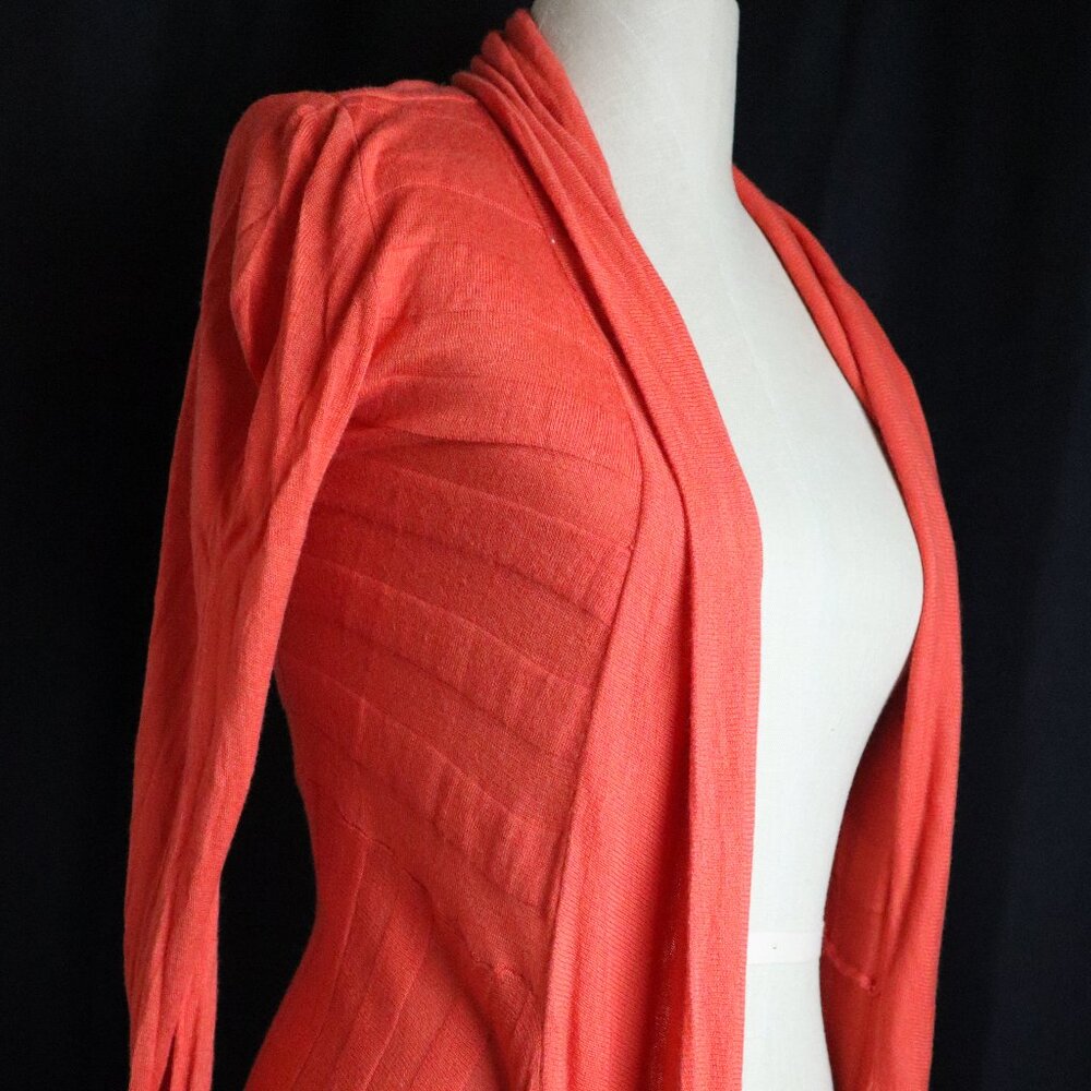 Belldini Womens M Cardigan Sweater Orange Soft Ribbed Viscose Long Thin Fall